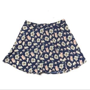Lush Print Circle Skirt Medium Women’s Blue Floral